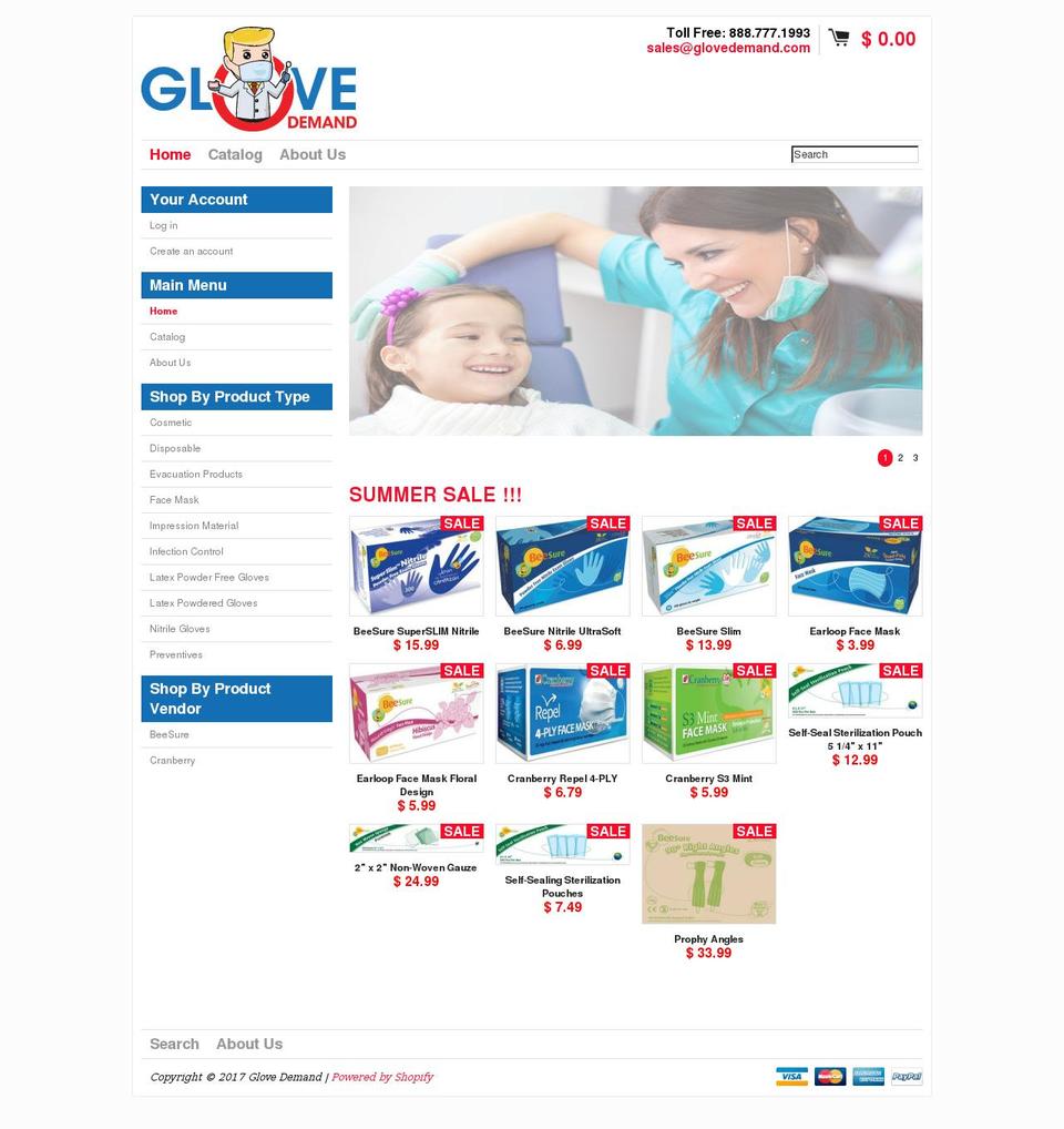 glovedemand.com shopify website screenshot