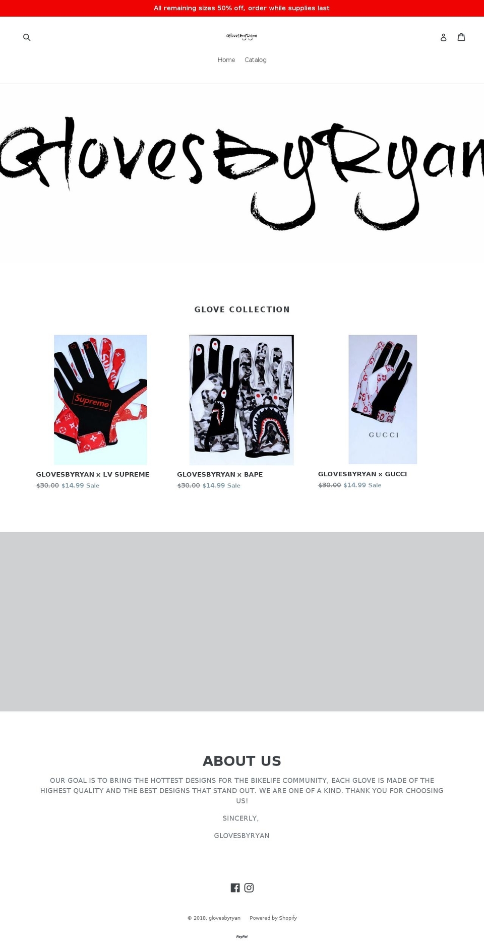 glovesbyryan.com — Shopify storefront screenshot