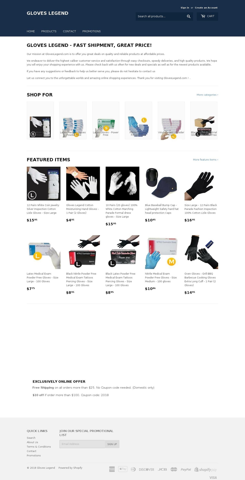 gloveslegend.com shopify website screenshot
