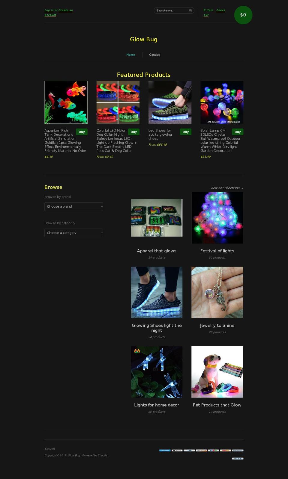 glowbug.biz shopify website screenshot