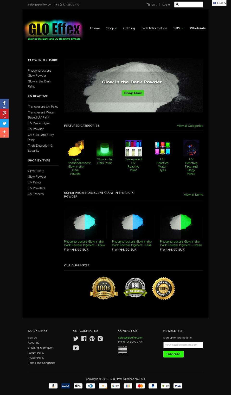 gloweffex.com — Shopify storefront screenshot