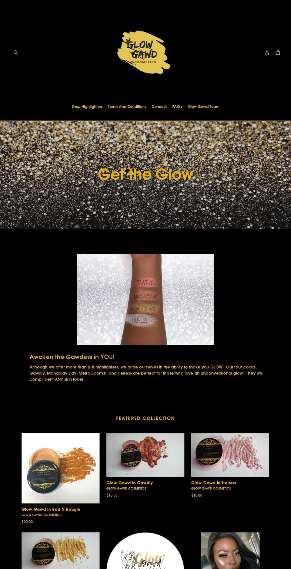 glowgawdcosmetics.com — Shopify storefront screenshot