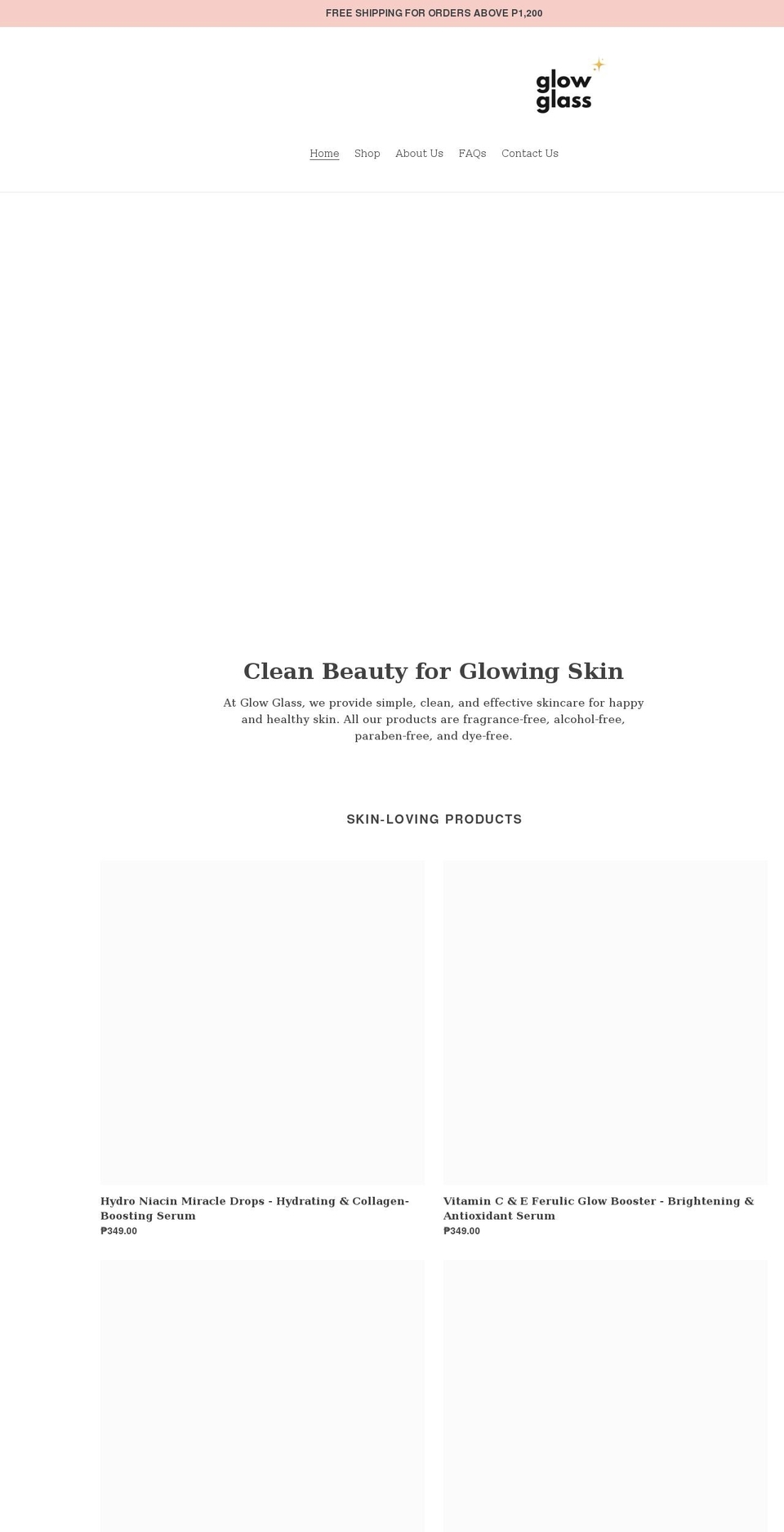 glowglassbeauty.com shopify website screenshot