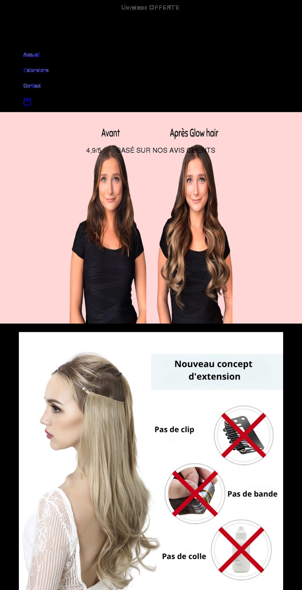 glowhair.shop shopify website screenshot