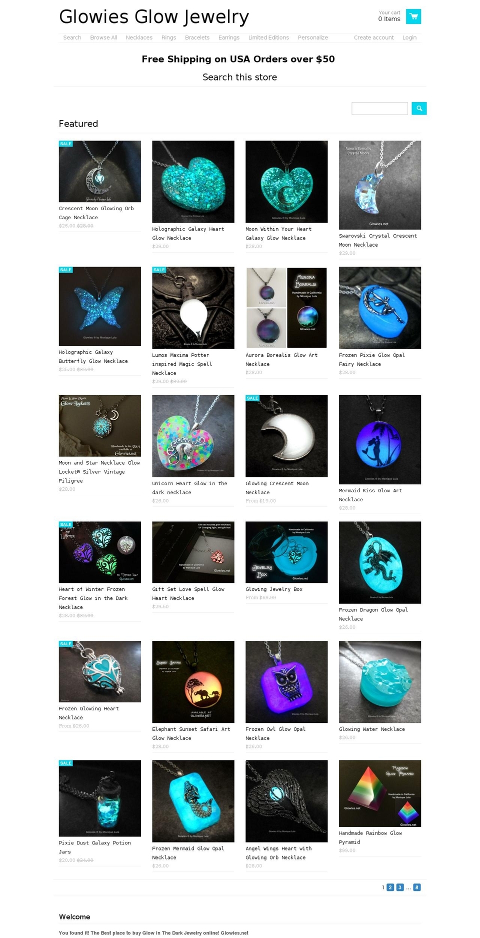 glowies.net shopify website screenshot