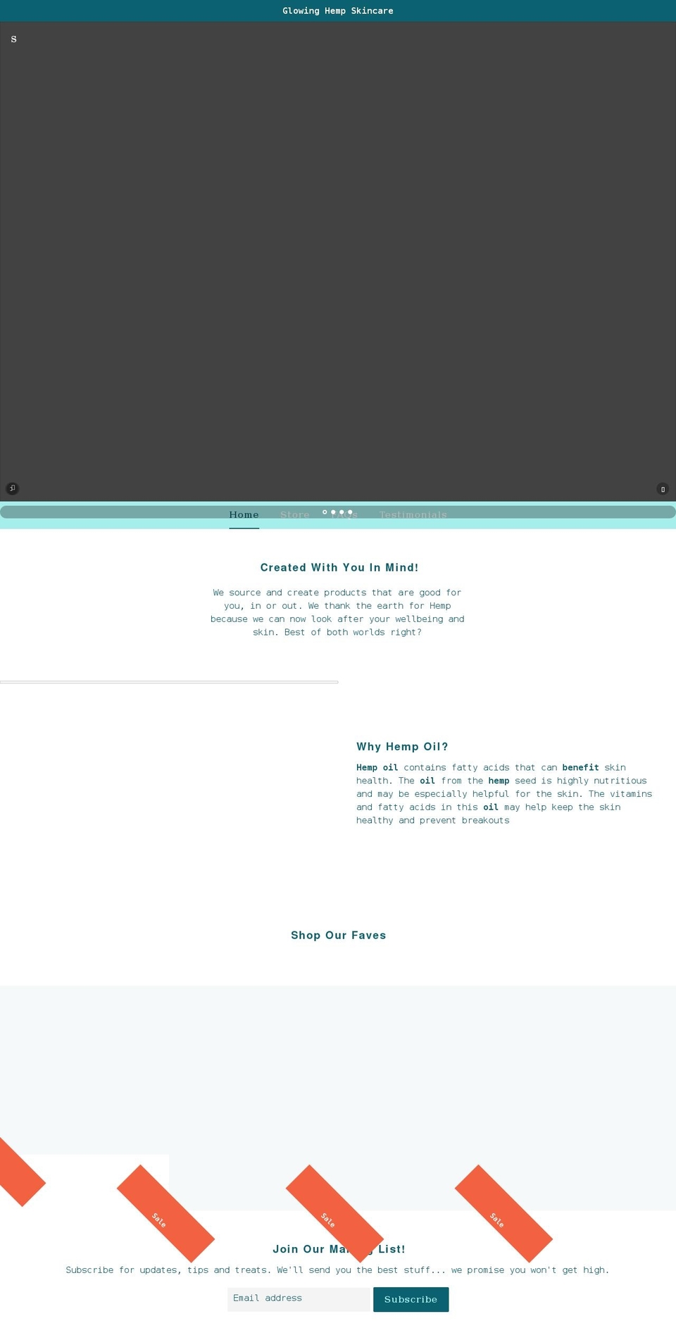 glowinghemp.com shopify website screenshot