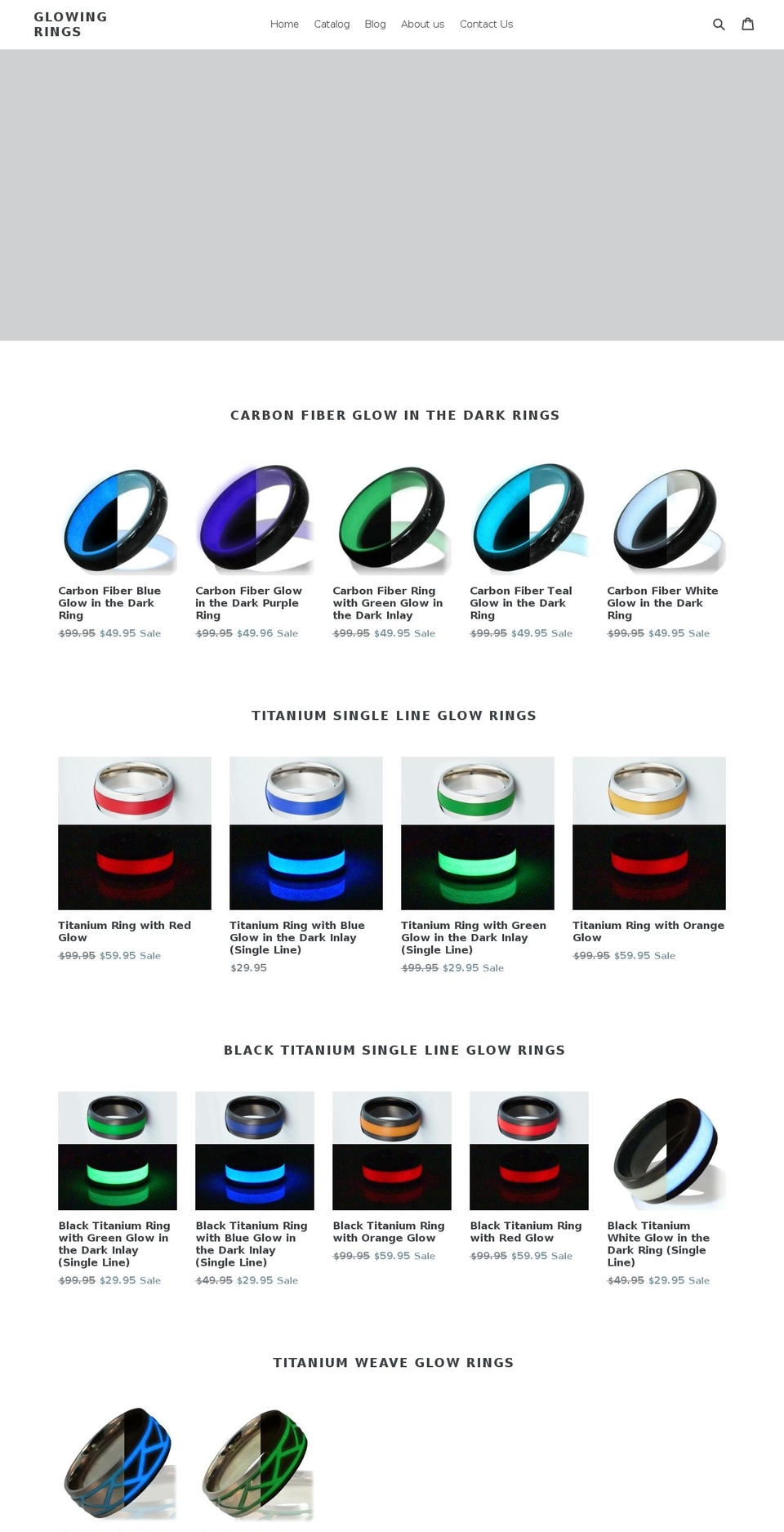glowingrings.com shopify website screenshot