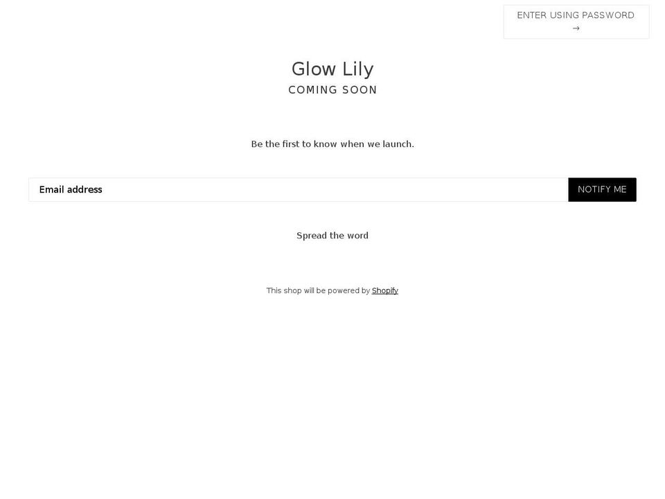 glowlily.com shopify website screenshot