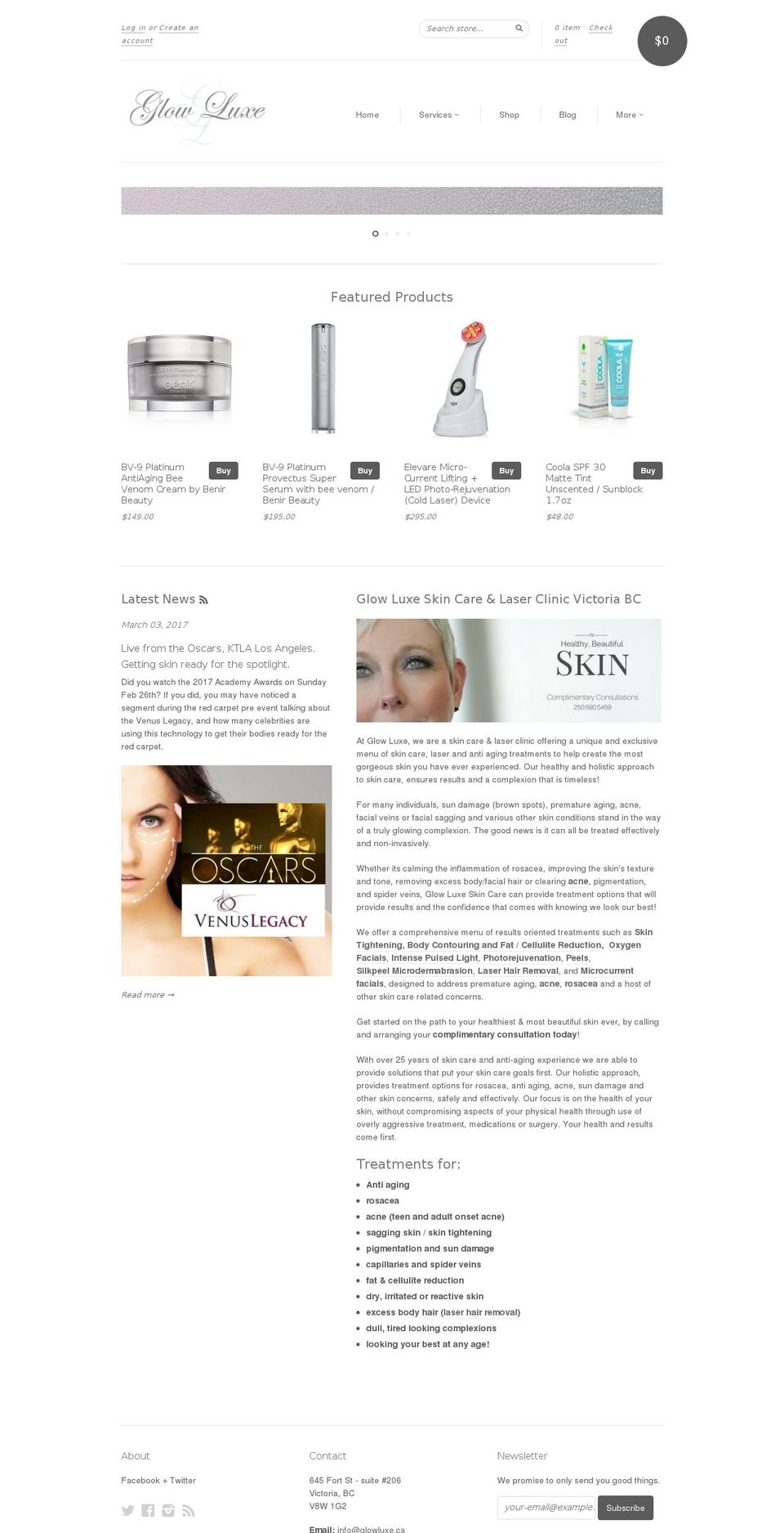 glowluxe.ca shopify website screenshot