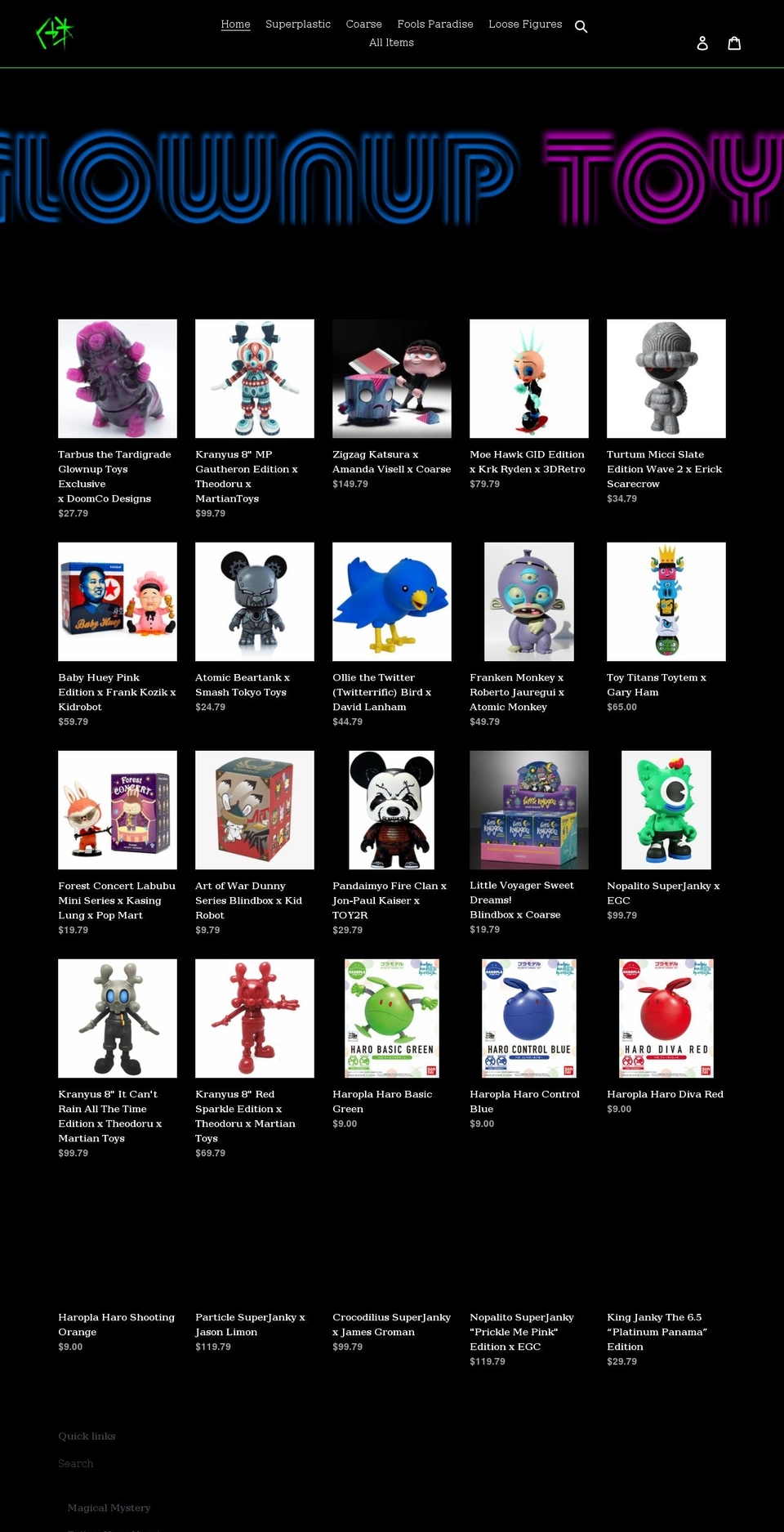 glownuptoys.com shopify website screenshot