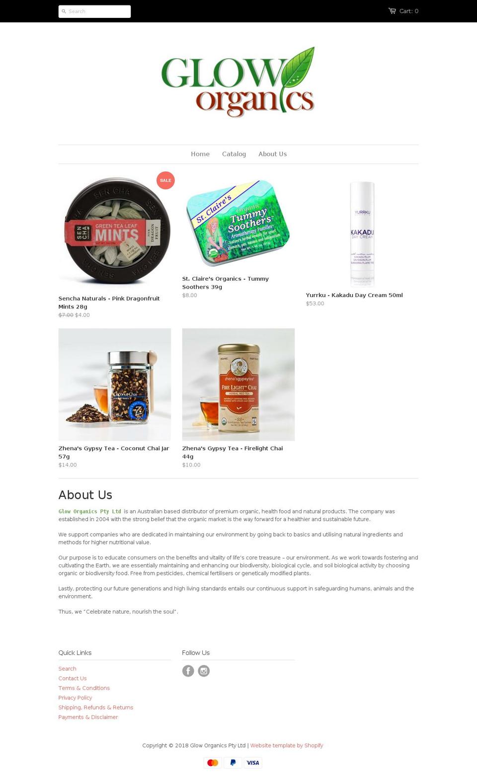 gloworganics.com.au shopify website screenshot