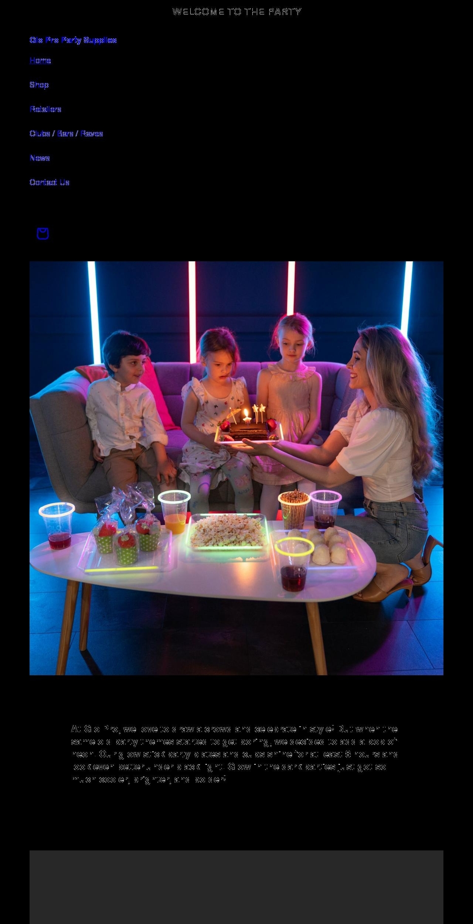 glowpartycups.com — Shopify storefront screenshot