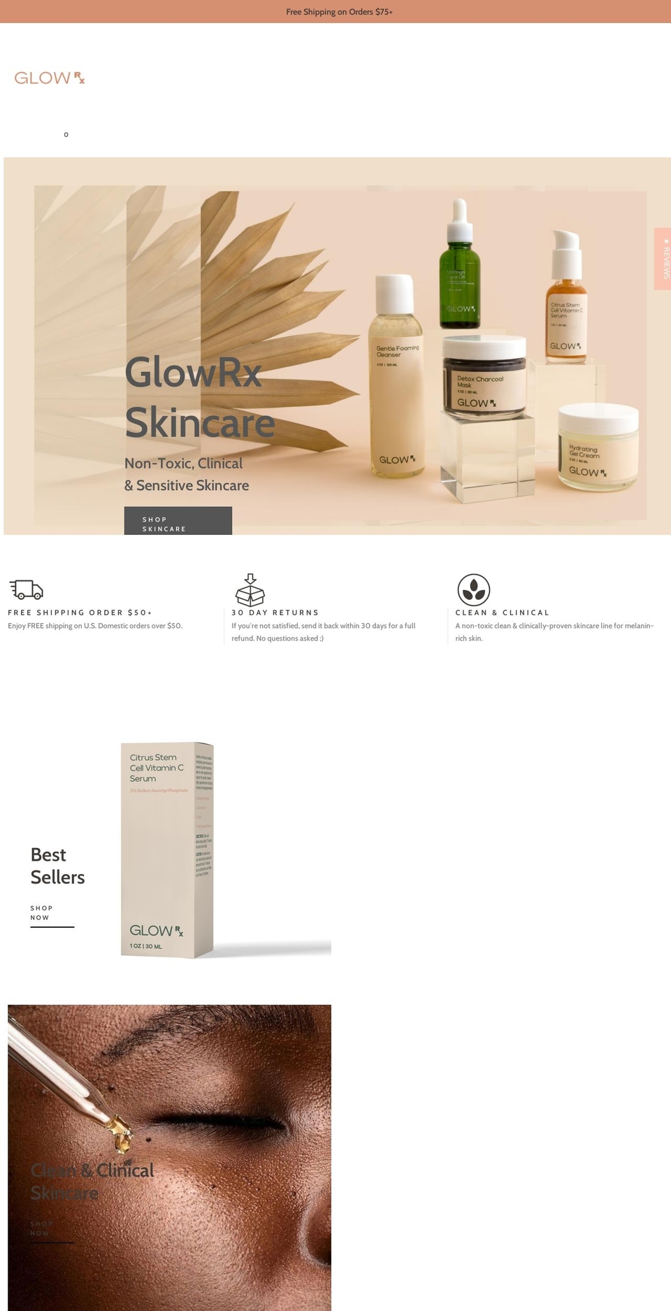 glowrxskin.com shopify website screenshot