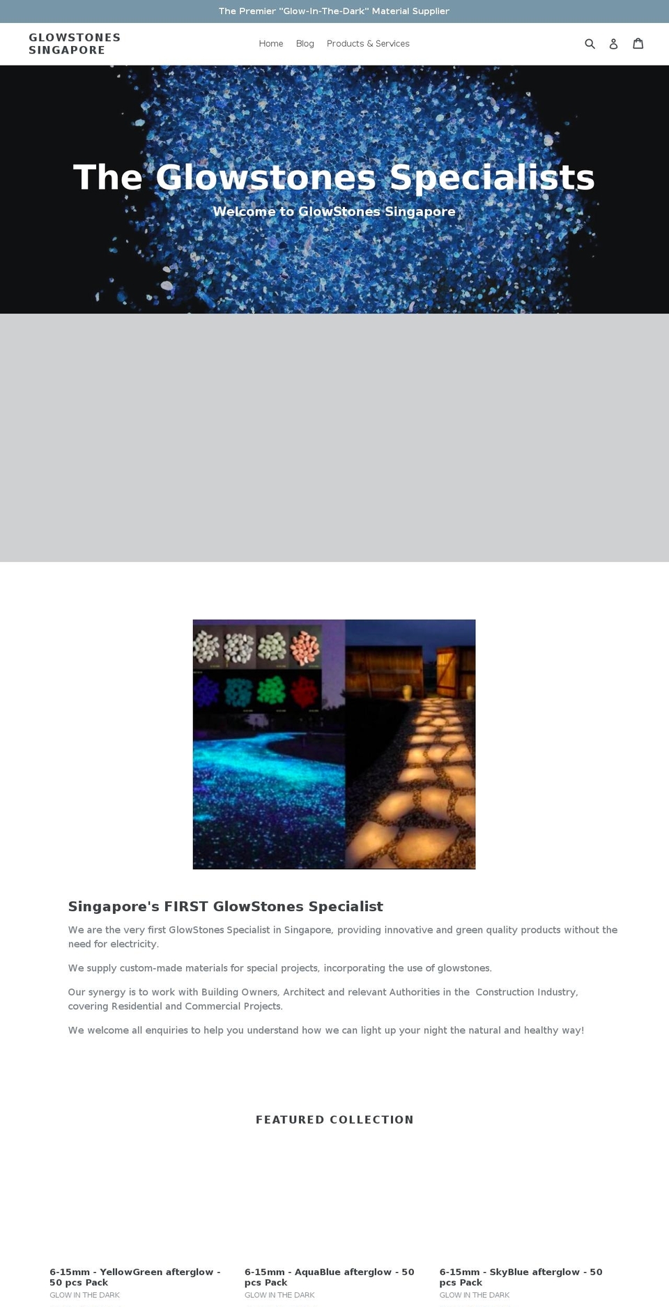 glowstones.biz shopify website screenshot