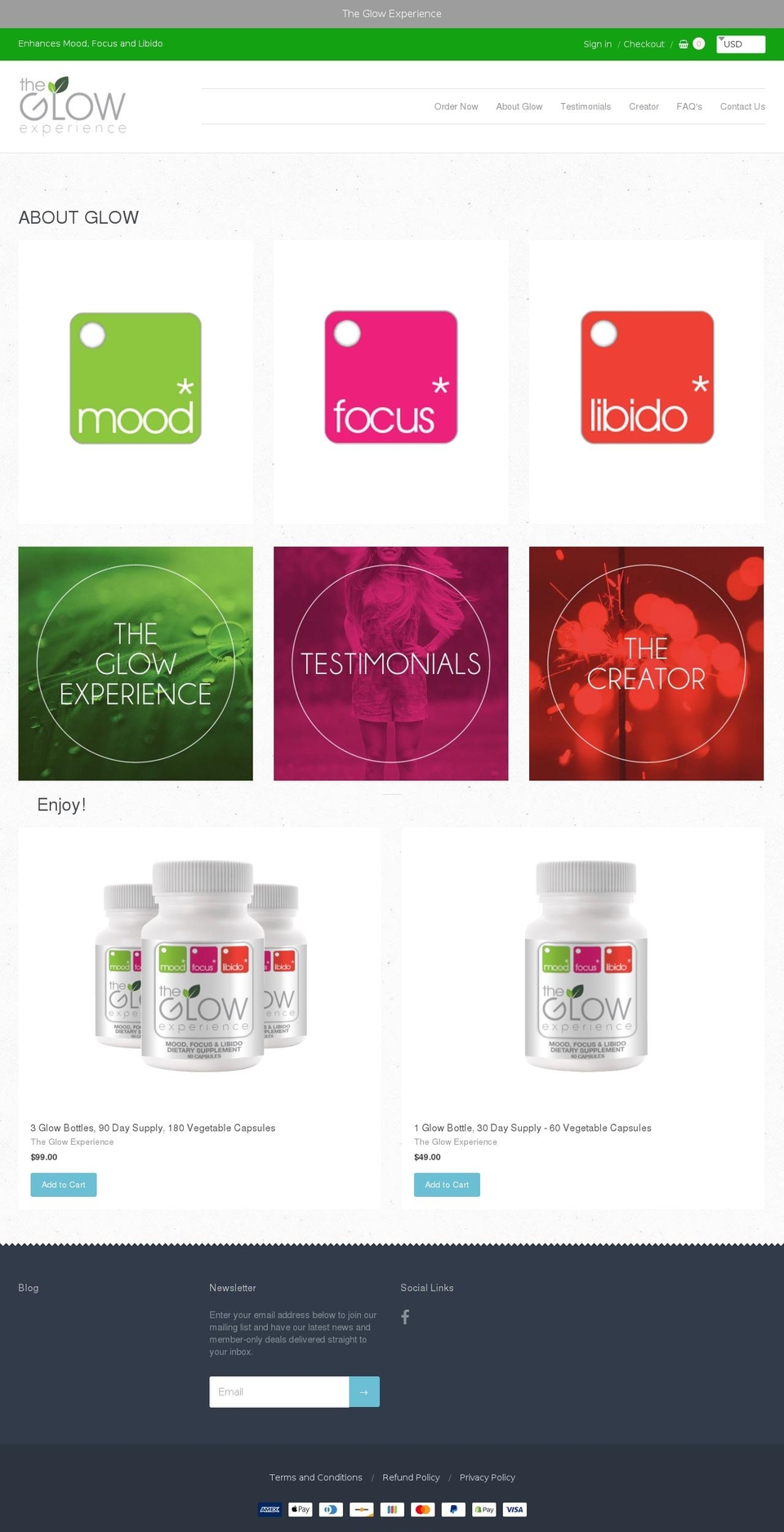 glowsupplement.com shopify website screenshot