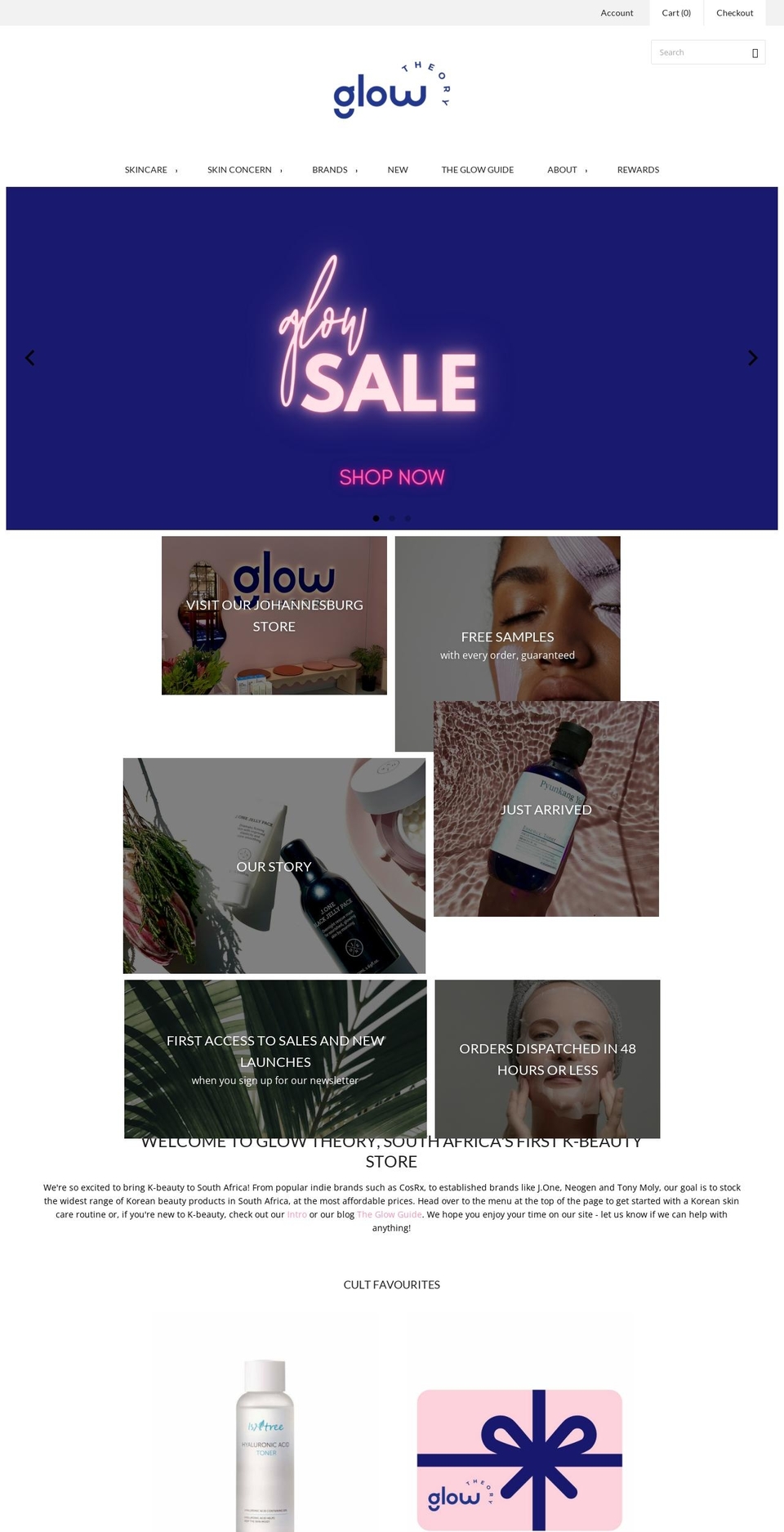 glowtheory.co.za shopify website screenshot