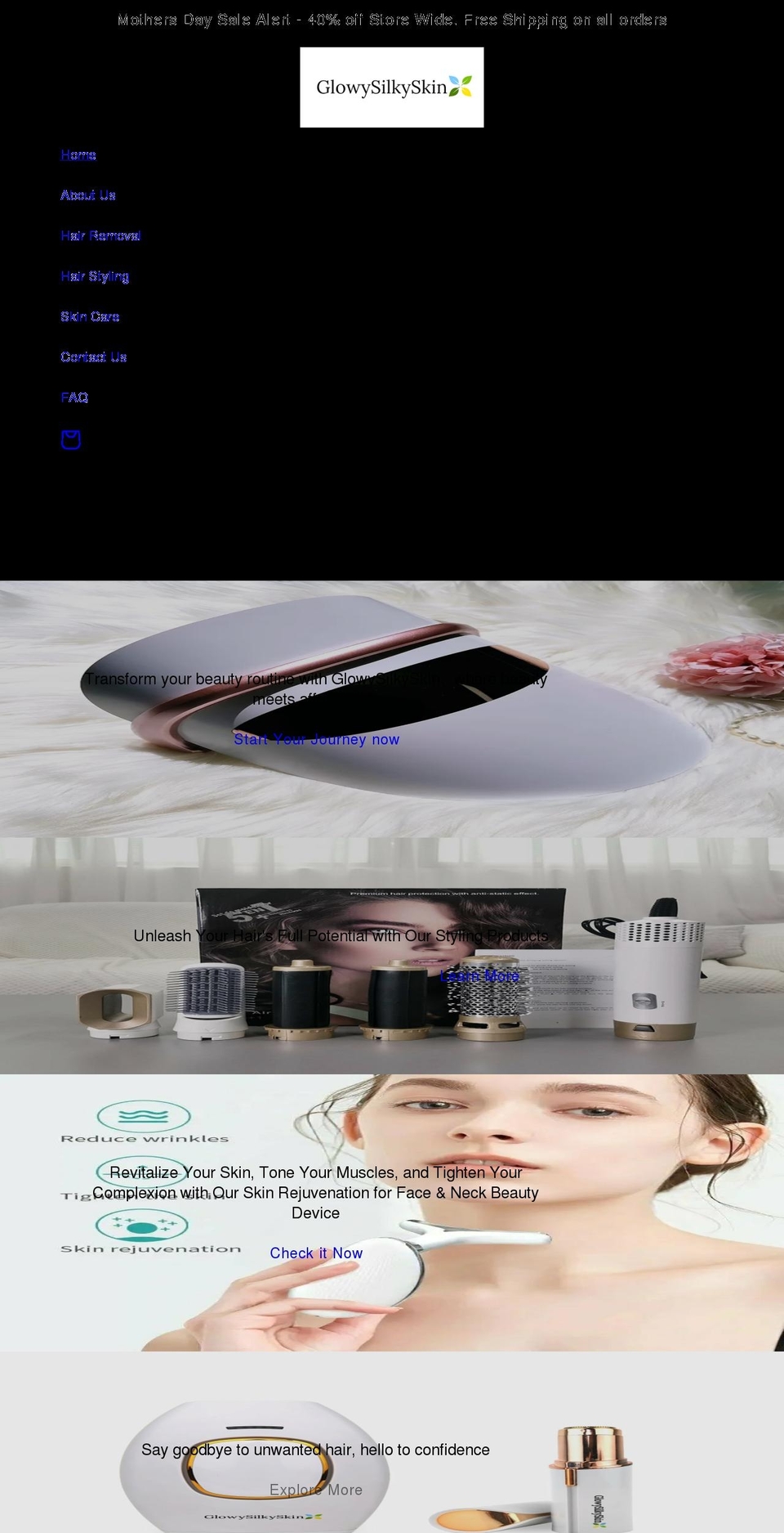 glowysilkyskin.com shopify website screenshot