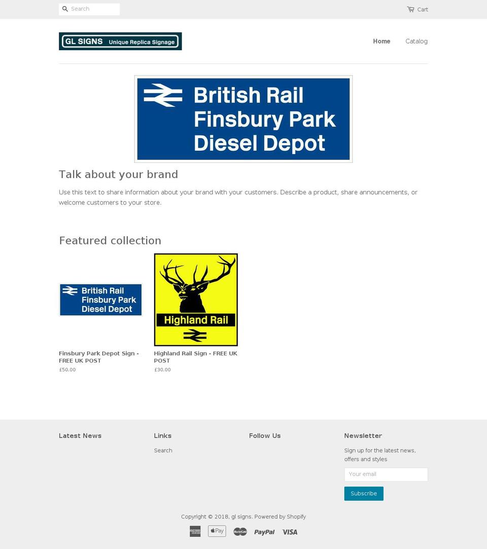 glsigns.net shopify website screenshot