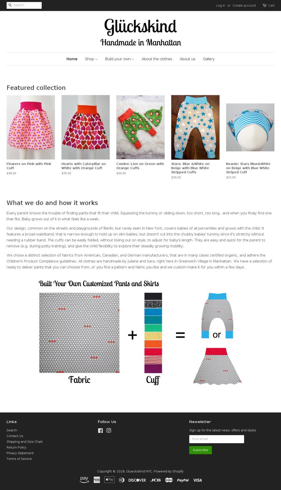 glueckskindnyc.com — Shopify storefront screenshot