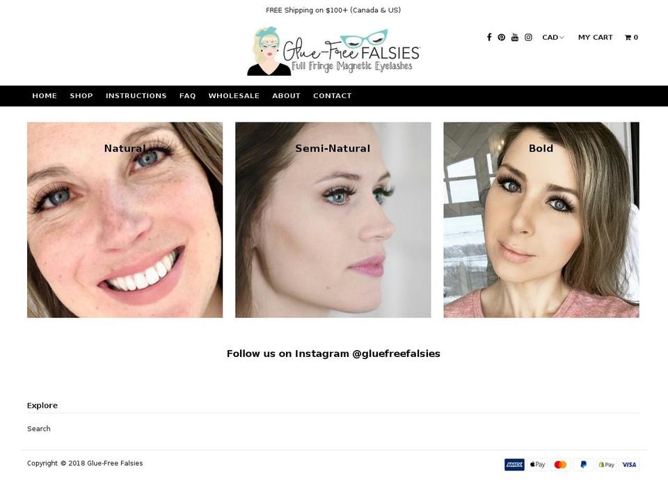 gluefreefalsies.com — Shopify storefront screenshot