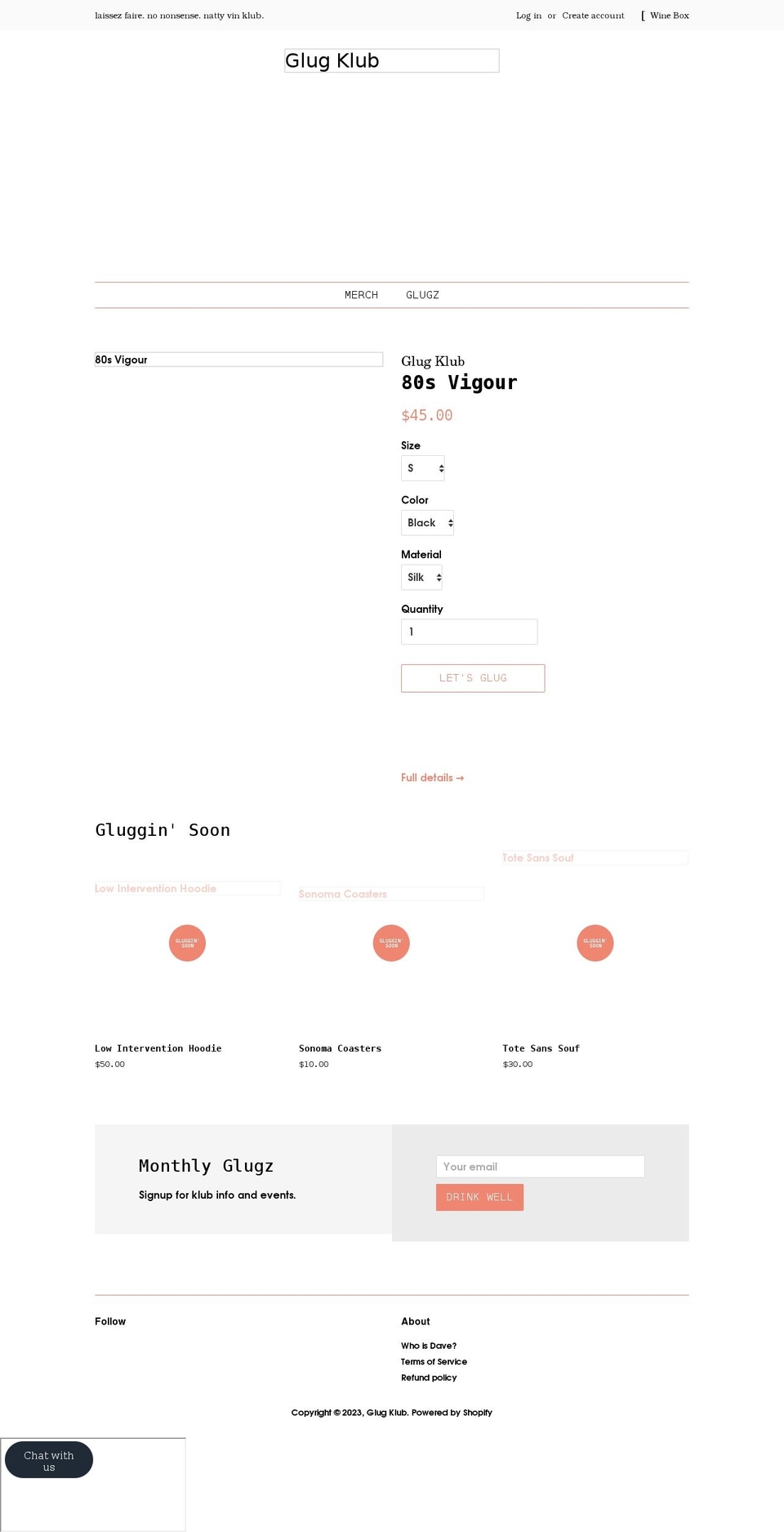 glugklub.com shopify website screenshot