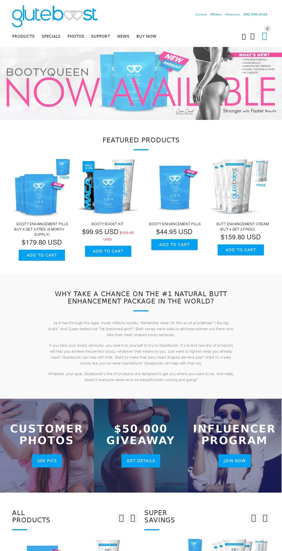 gluteboost.com — Shopify storefront screenshot