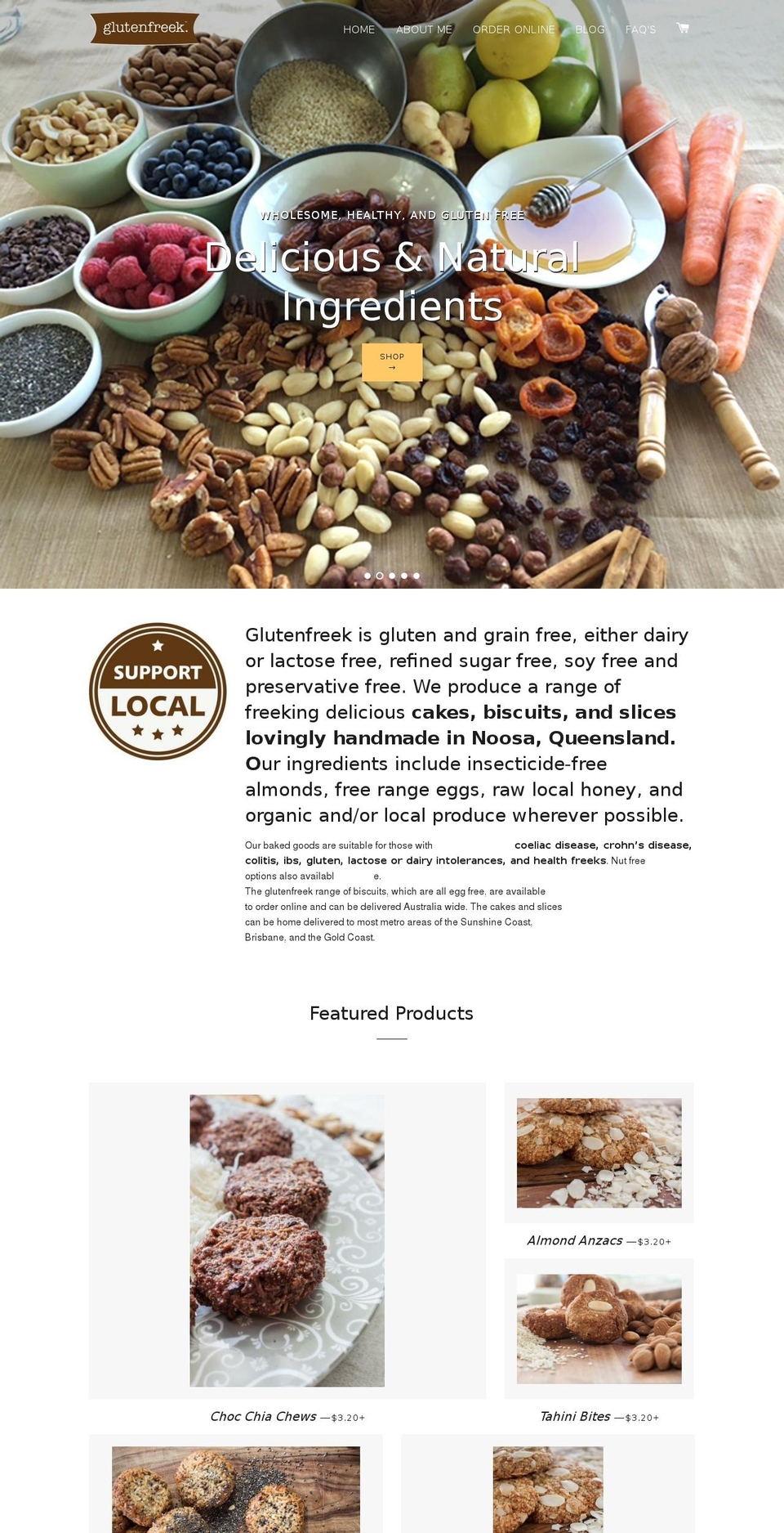 glutenfreak.com.au shopify website screenshot