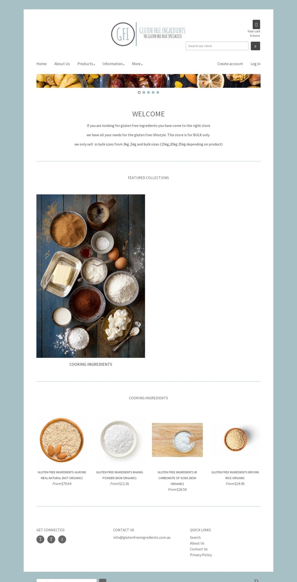 glutenfreeingredients.com.au shopify website screenshot