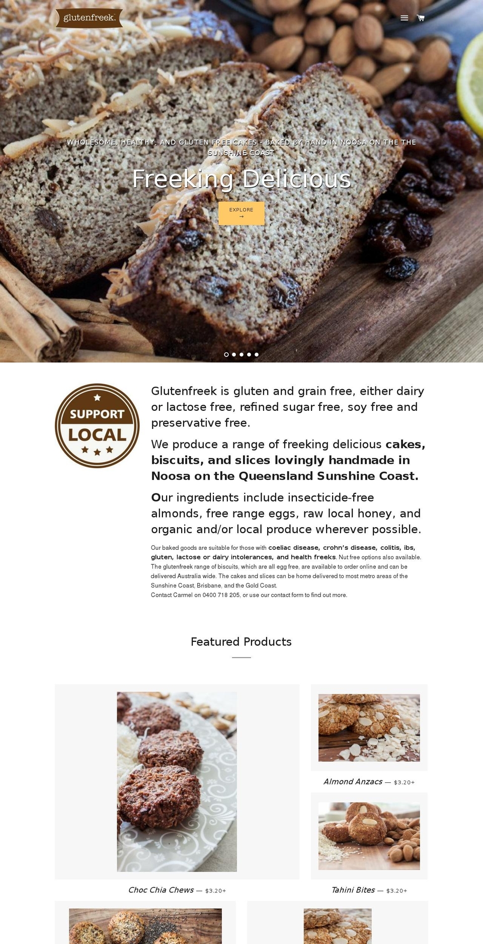 glutenfreek.com.au shopify website screenshot