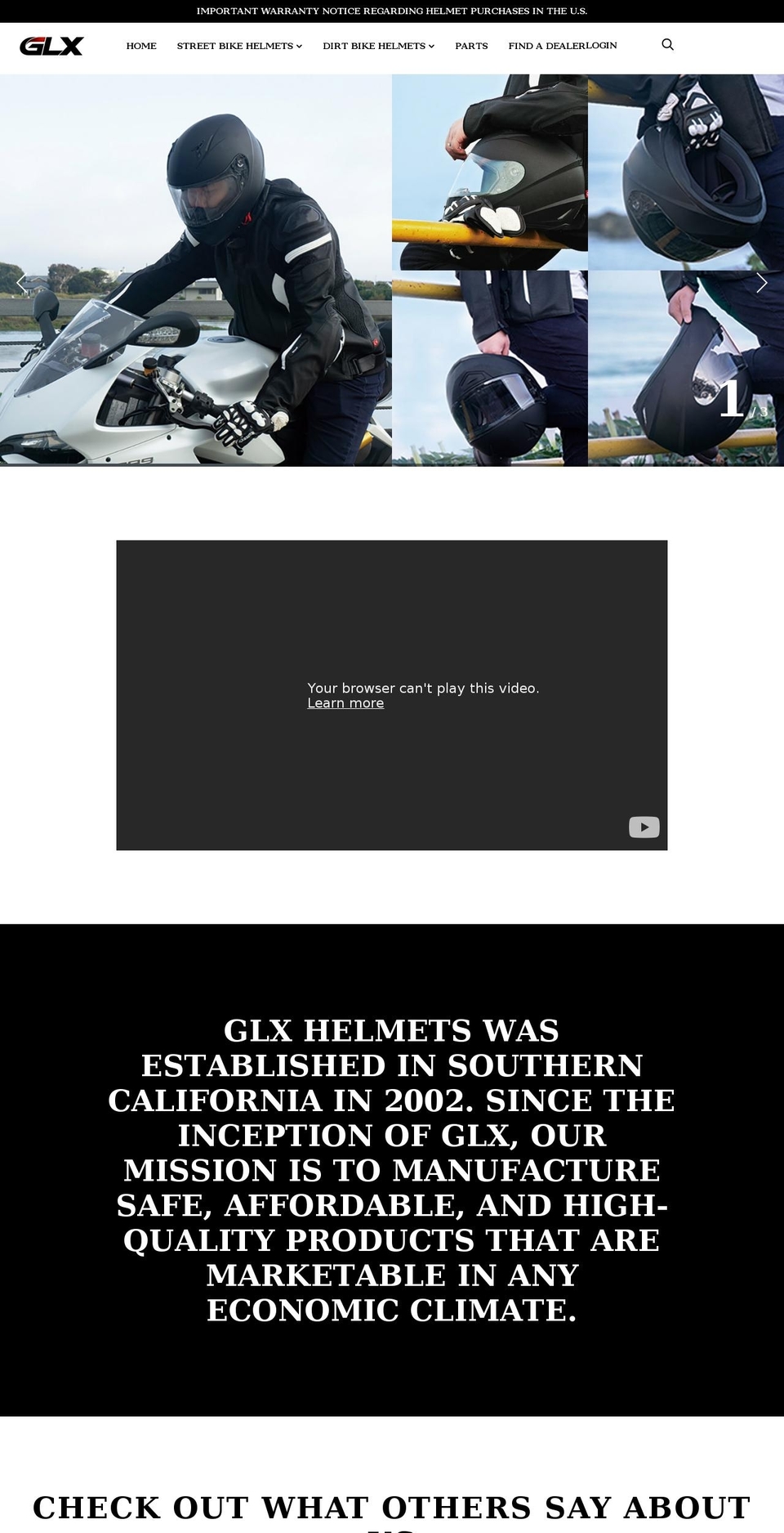 glxhelmets.com shopify website screenshot