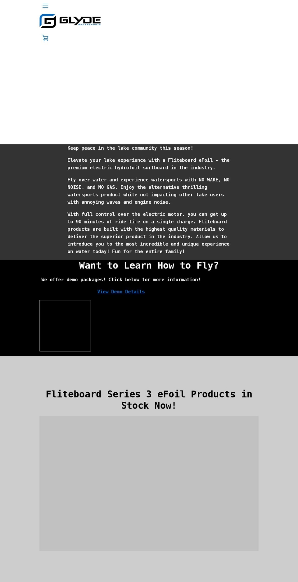 glydewatersports.com shopify website screenshot