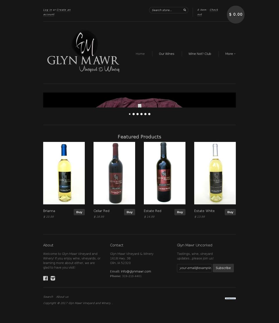 glynmawr.com shopify website screenshot