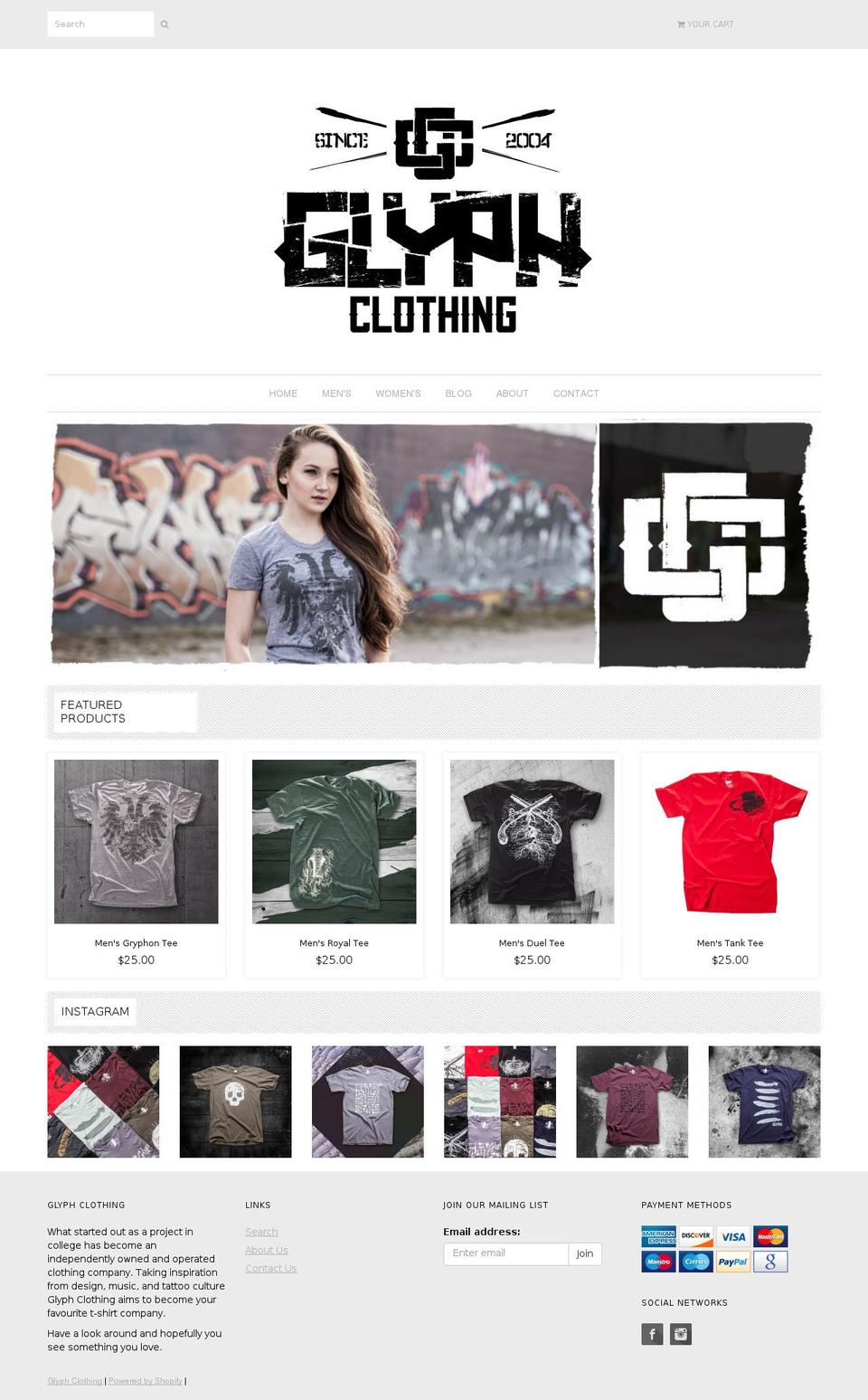 glyphclothing.com shopify website screenshot