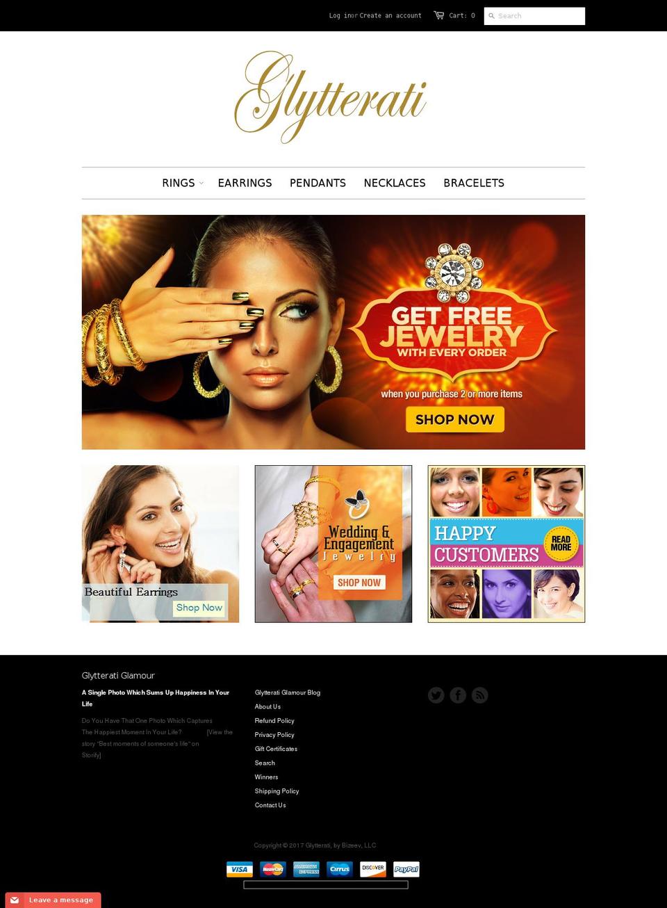 glytterati.com shopify website screenshot