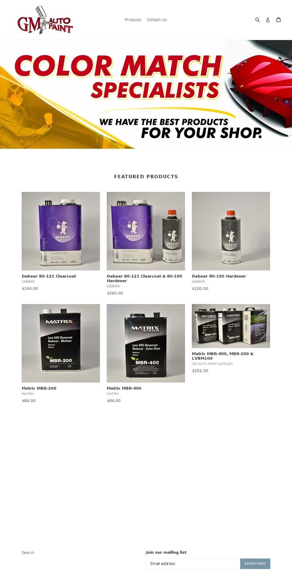 gmautopaintsuppliesinc.net shopify website screenshot