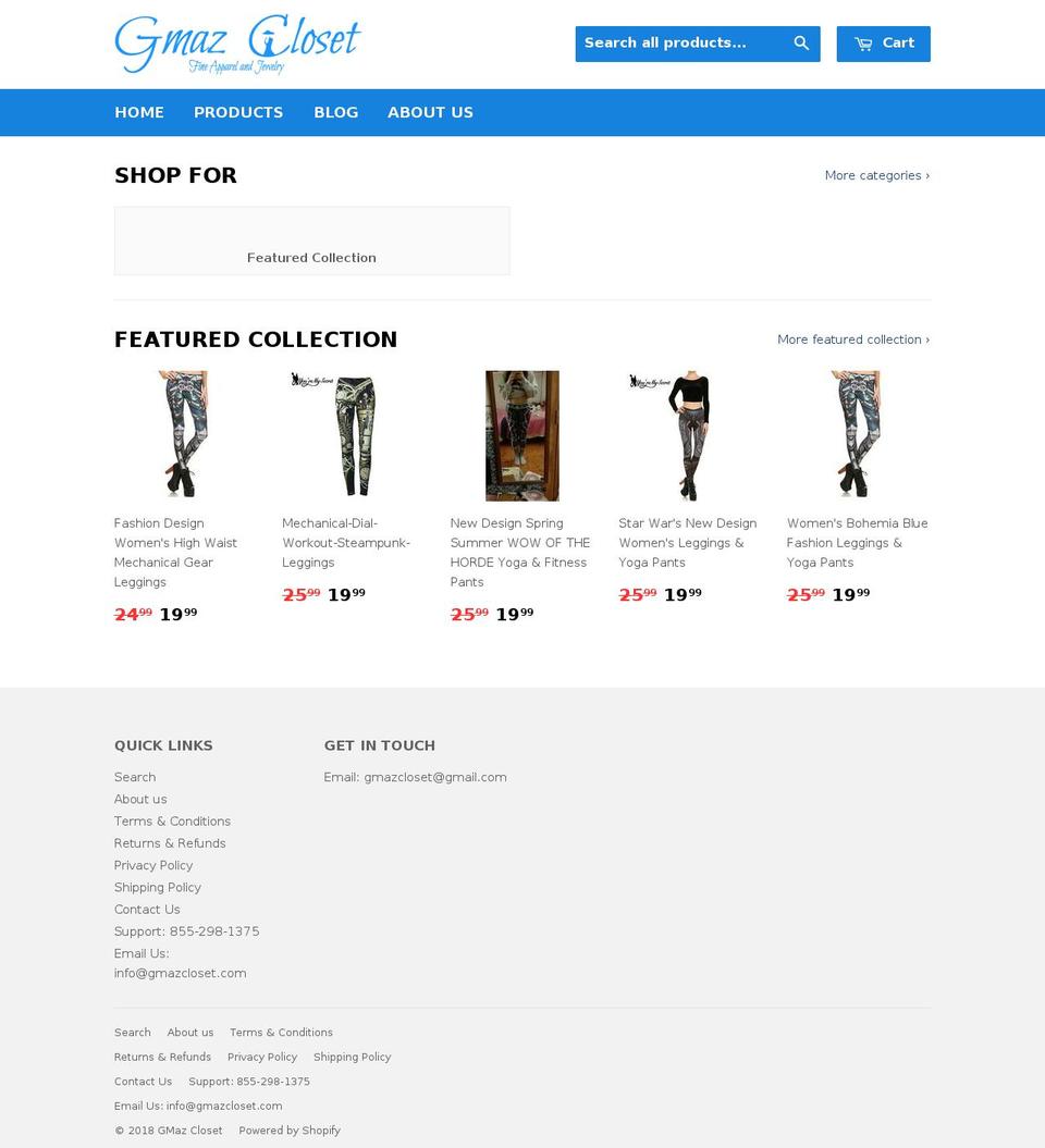 ThemeX Shopify theme site example gmazcloset.com