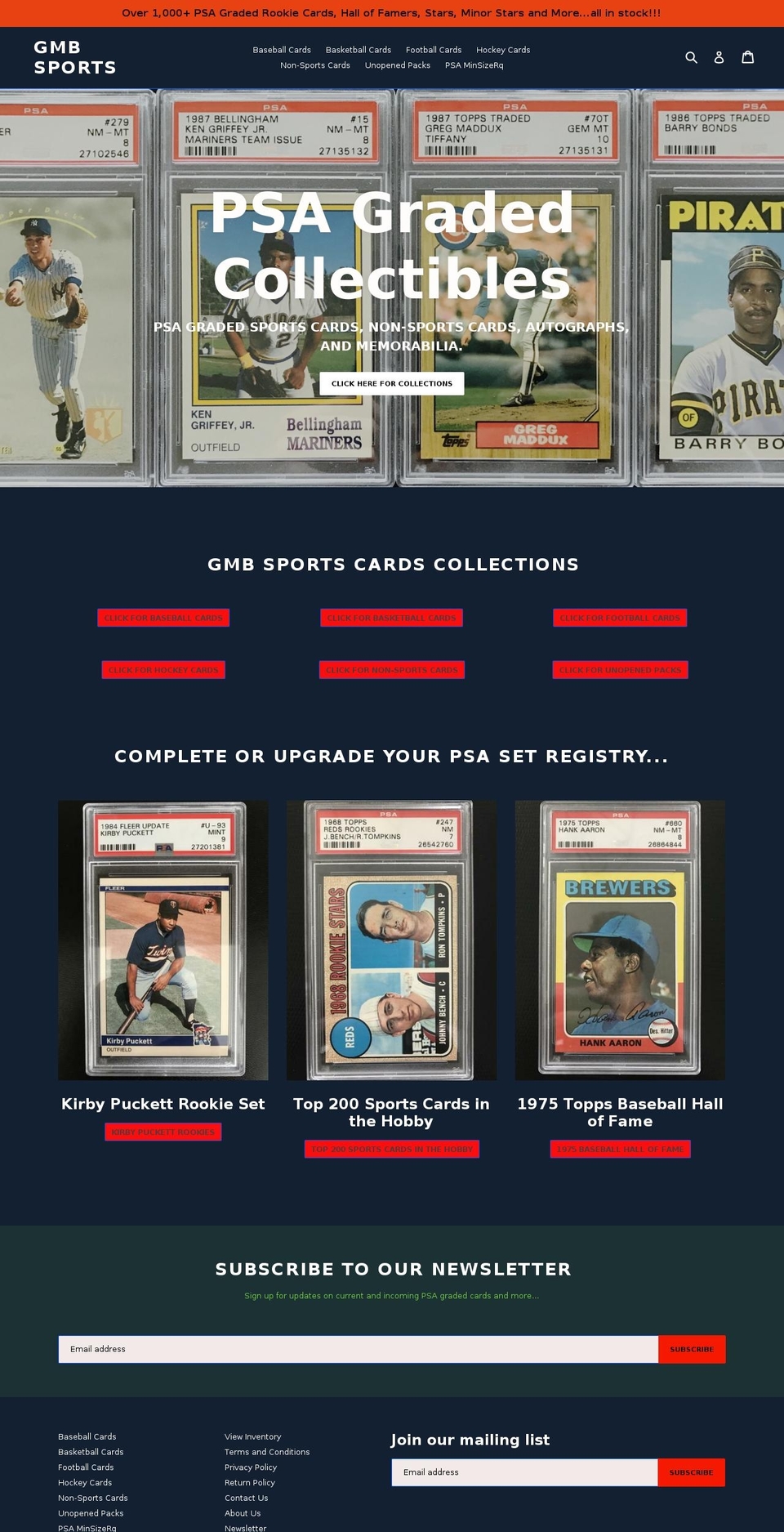 gmbsportsinc.com — Shopify storefront screenshot