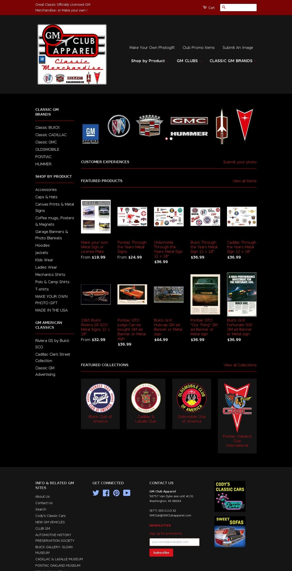 gmclubapparel.com shopify website screenshot