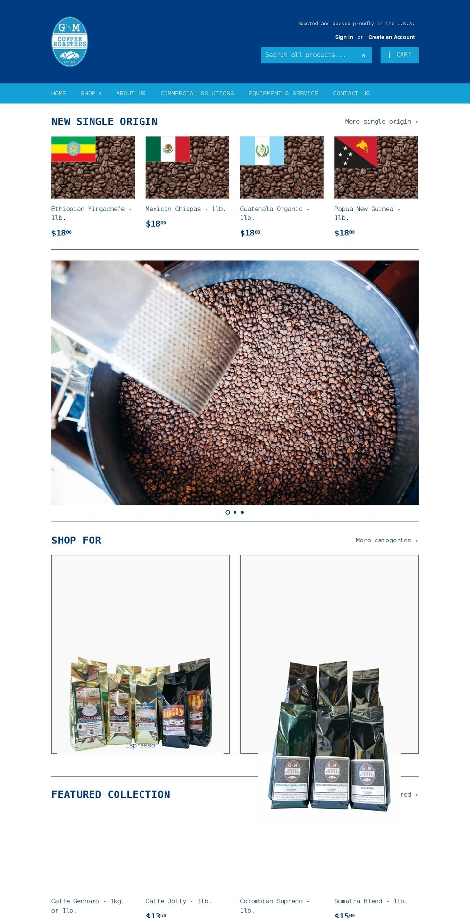 gmcoffeeroasters.com shopify website screenshot