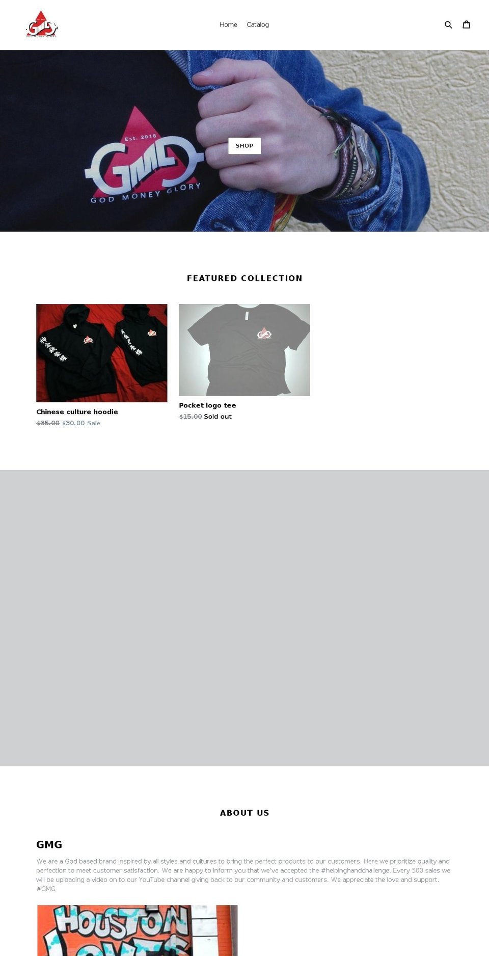 gmgclothing.com — Shopify storefront screenshot