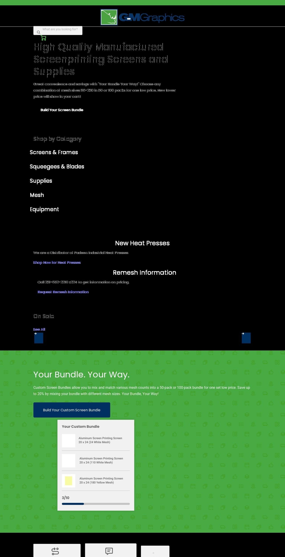 gmgraphicssupply.com shopify website screenshot