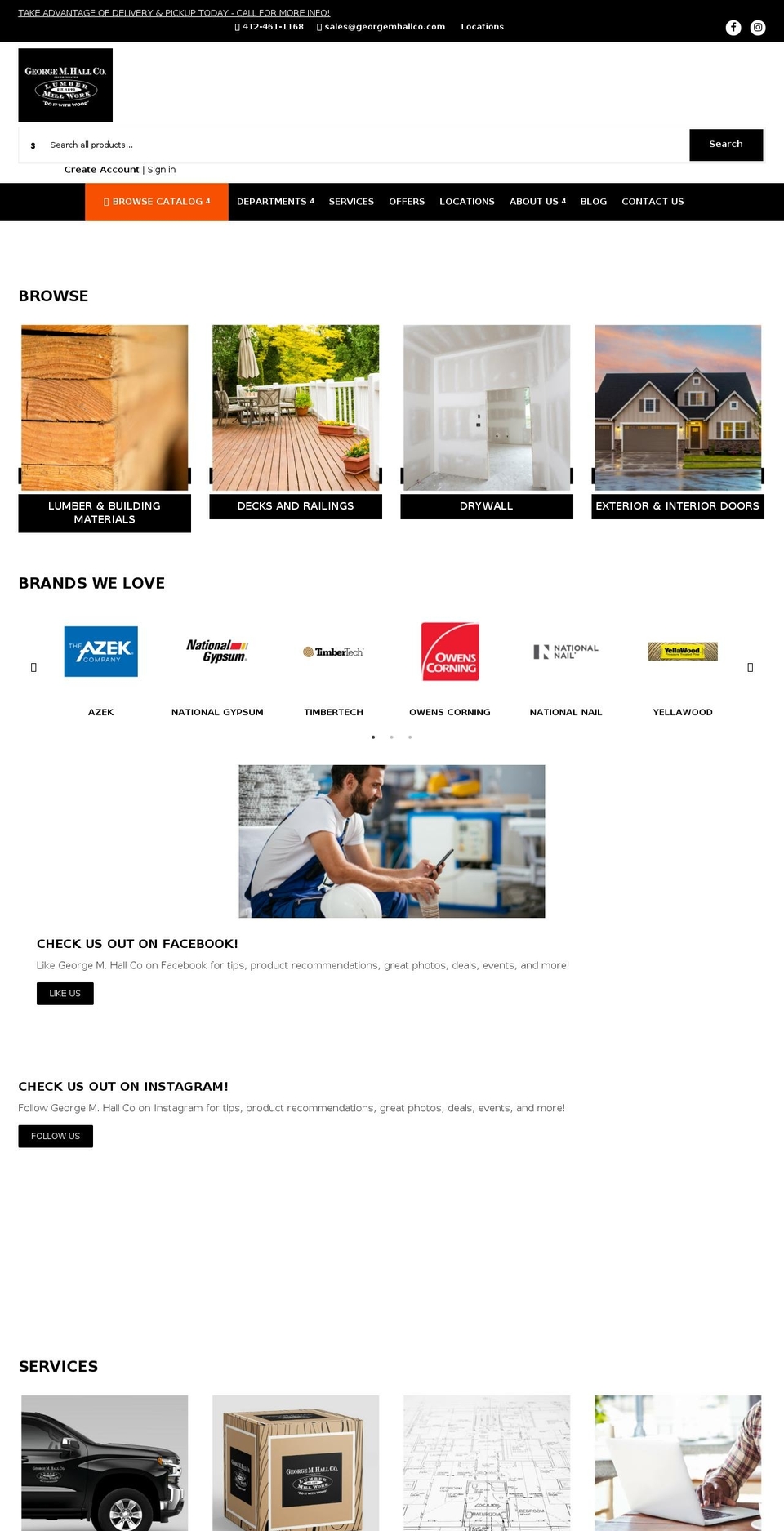 Nucleus Shopify theme site example gmhalllumber.com