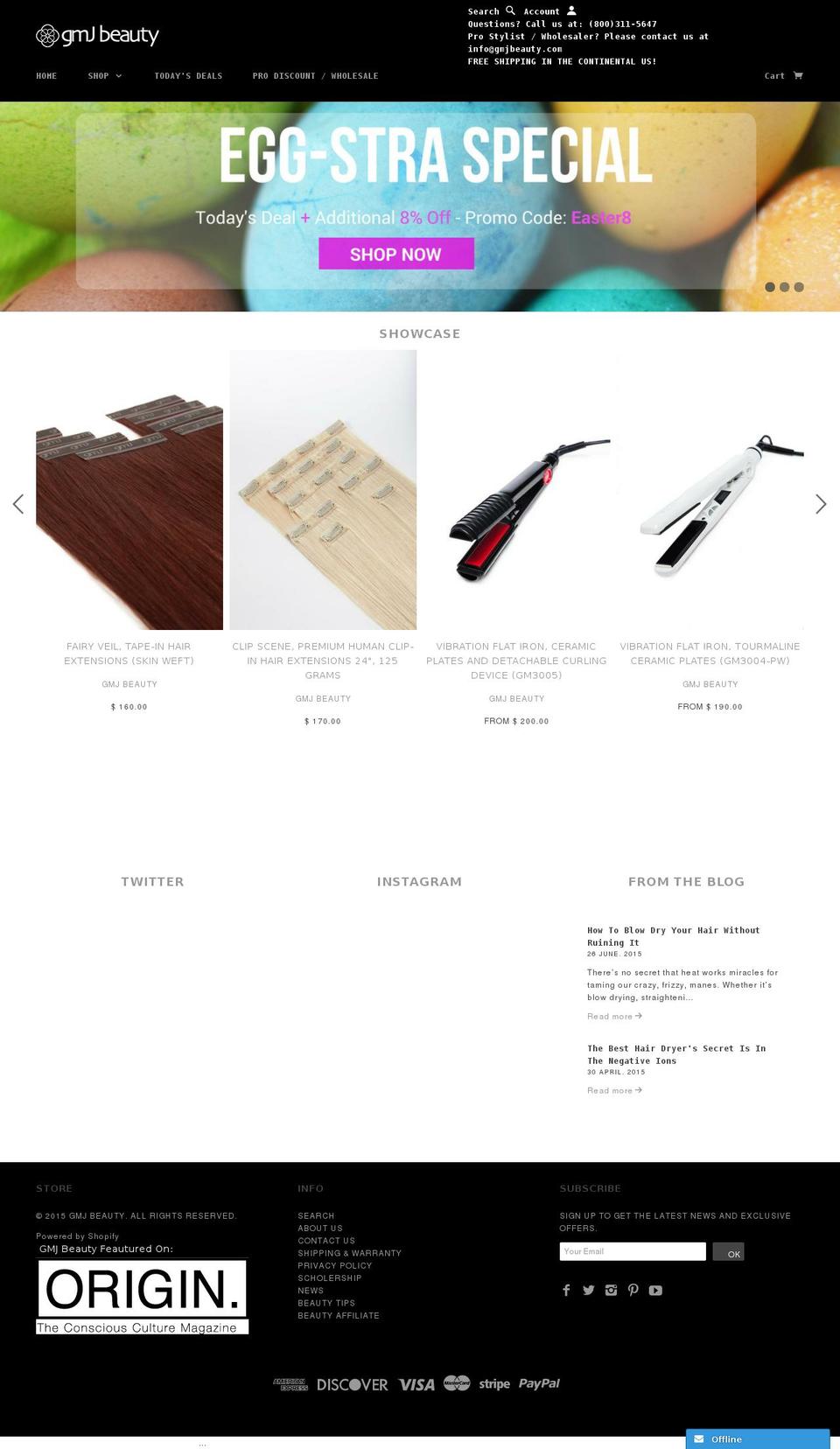 gmjbeauty.com shopify website screenshot