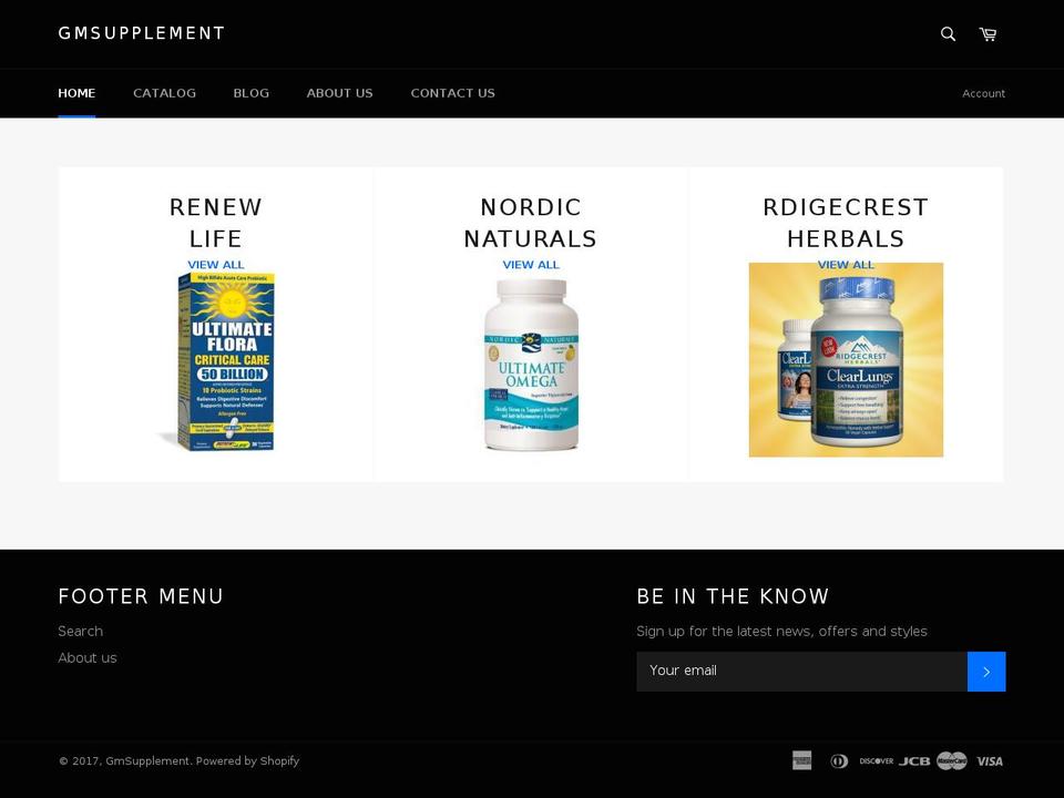 gmsupplement.com shopify website screenshot