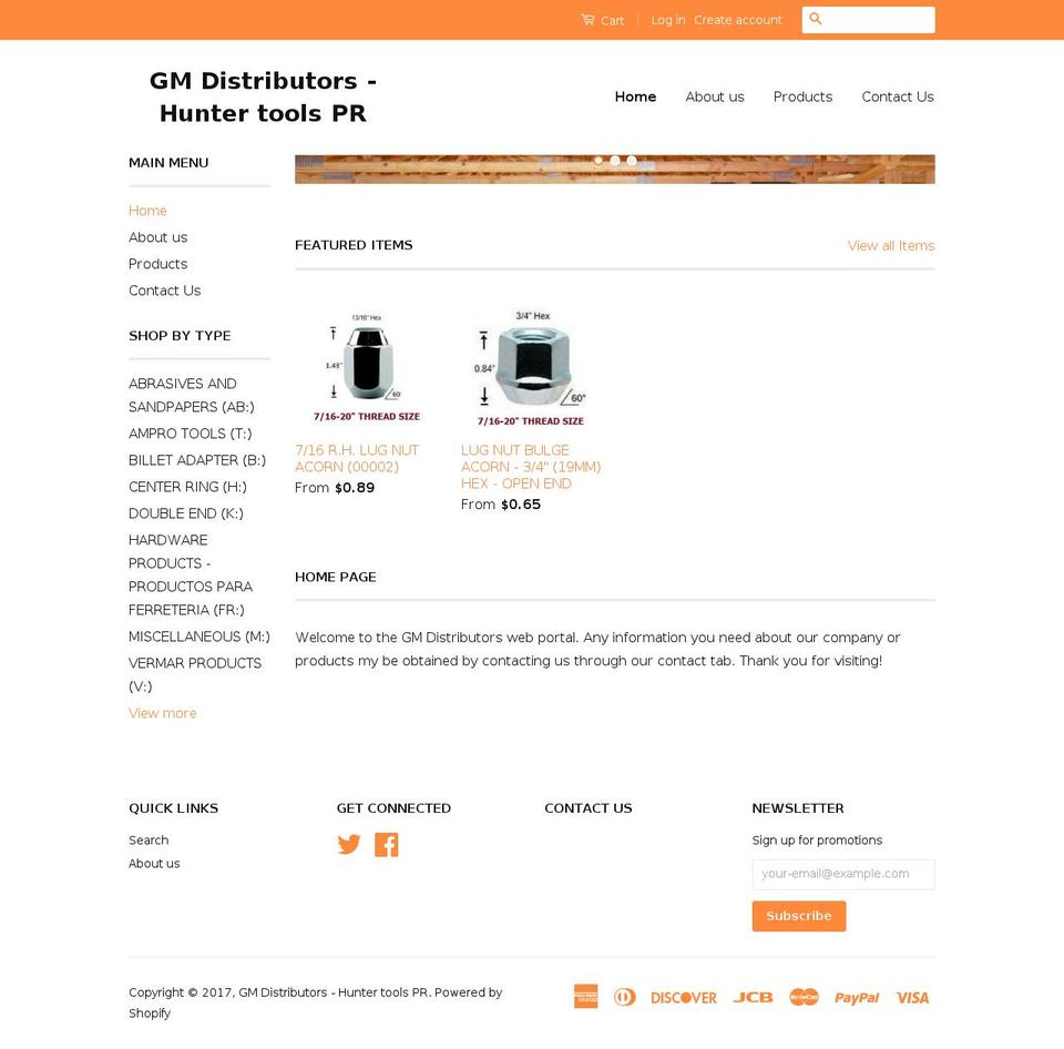 gmtuercas.com shopify website screenshot
