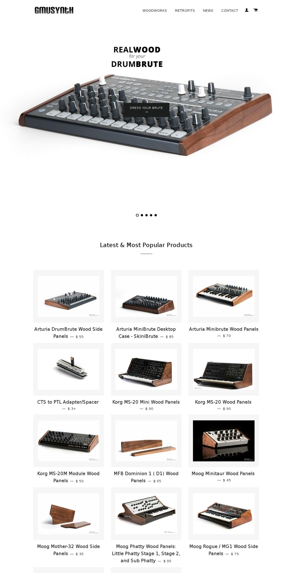 gmusynth.com shopify website screenshot