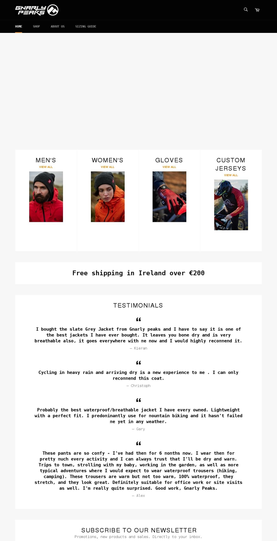 gnarlypeaks.com shopify website screenshot