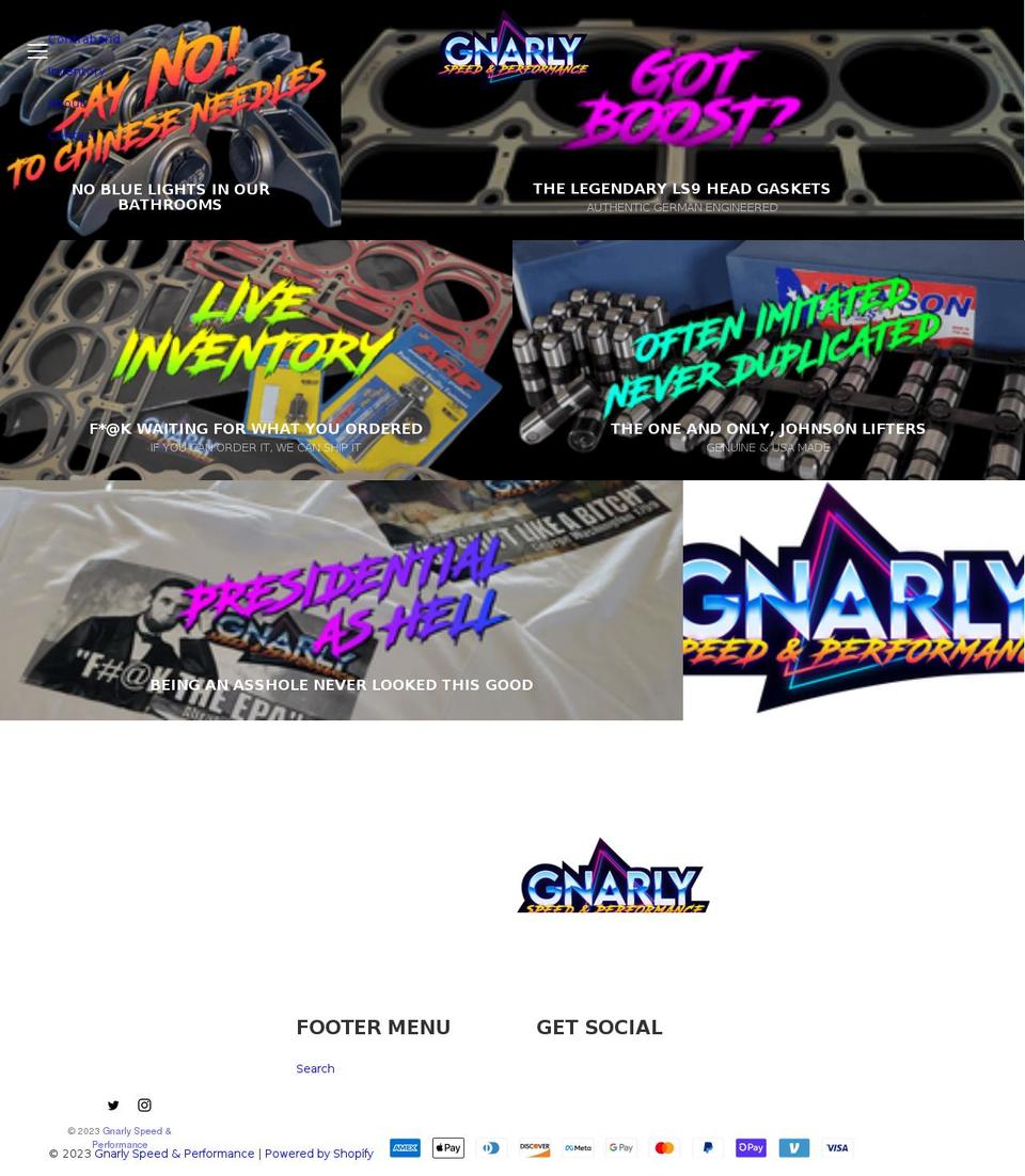 gnarlyspeed.com shopify website screenshot