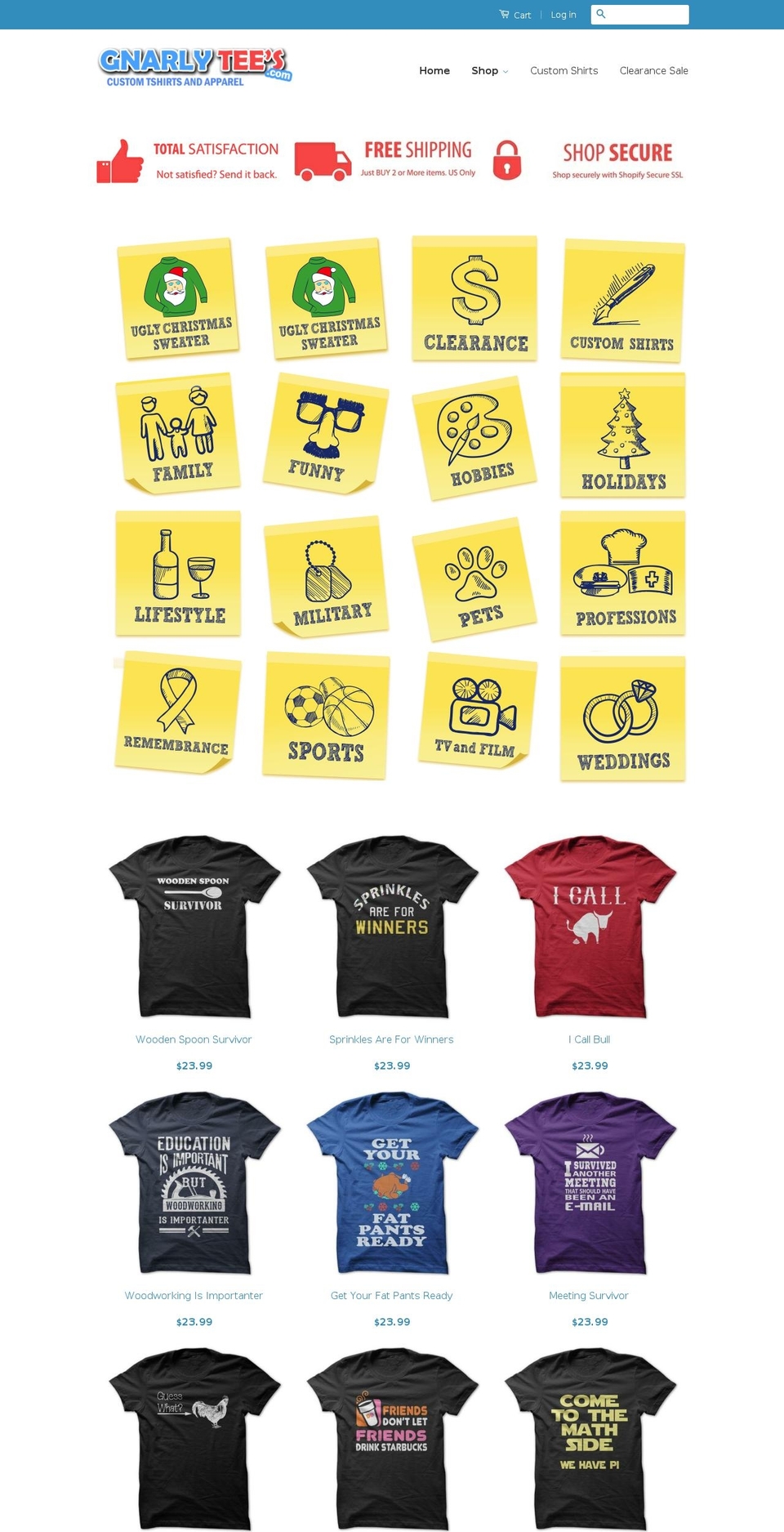 gnarlytees.com shopify website screenshot