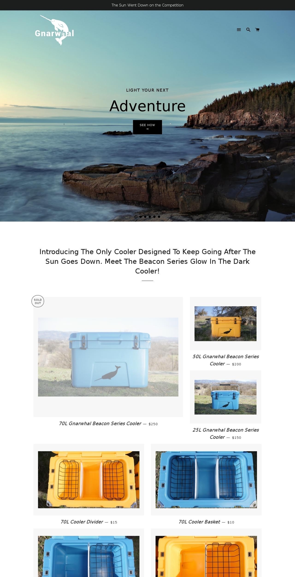 gnarwhaloutdoors.com — Shopify storefront screenshot
